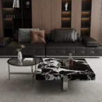 Elite Urban Nesting Coffee Table: Stainless Steel & Marble Top Luxury