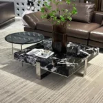 Elite Urban Nesting Coffee Table: Stainless Steel & Marble Top Luxury - Image 2