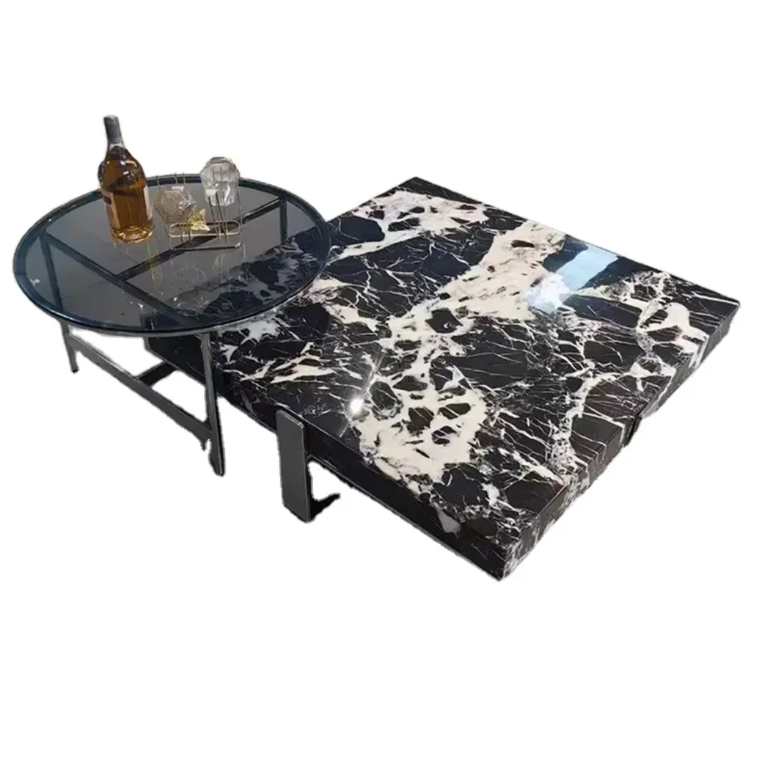 Elite Urban Nesting Coffee Table: Stainless Steel & Marble Top Luxury - Image 5