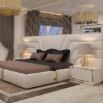 Smart Luxury Velvet Bed with LED Lighting & Floating Nightstands – Redefine Bedroom Elegance