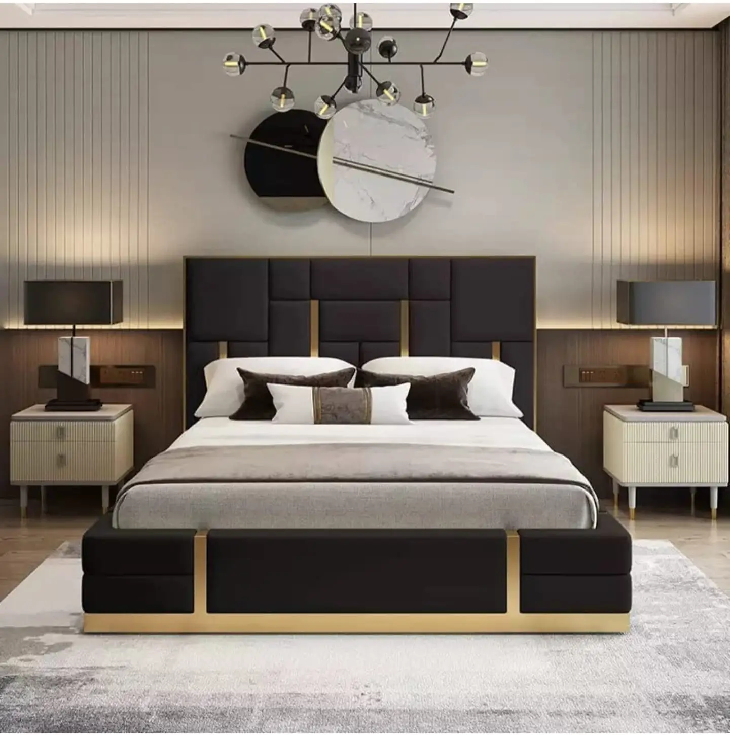 2025/05/1000160769.jpg Crosby Modern Warm White Leather Upholstered Low Profile Platform Bed with Hydraulic - Image 1