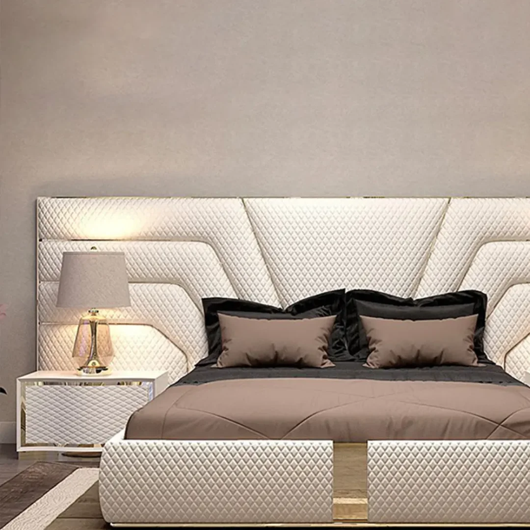 Smart Luxury Velvet Bed with LED Lighting & Floating Nightstands – Redefine Bedroom Elegance - Image 5