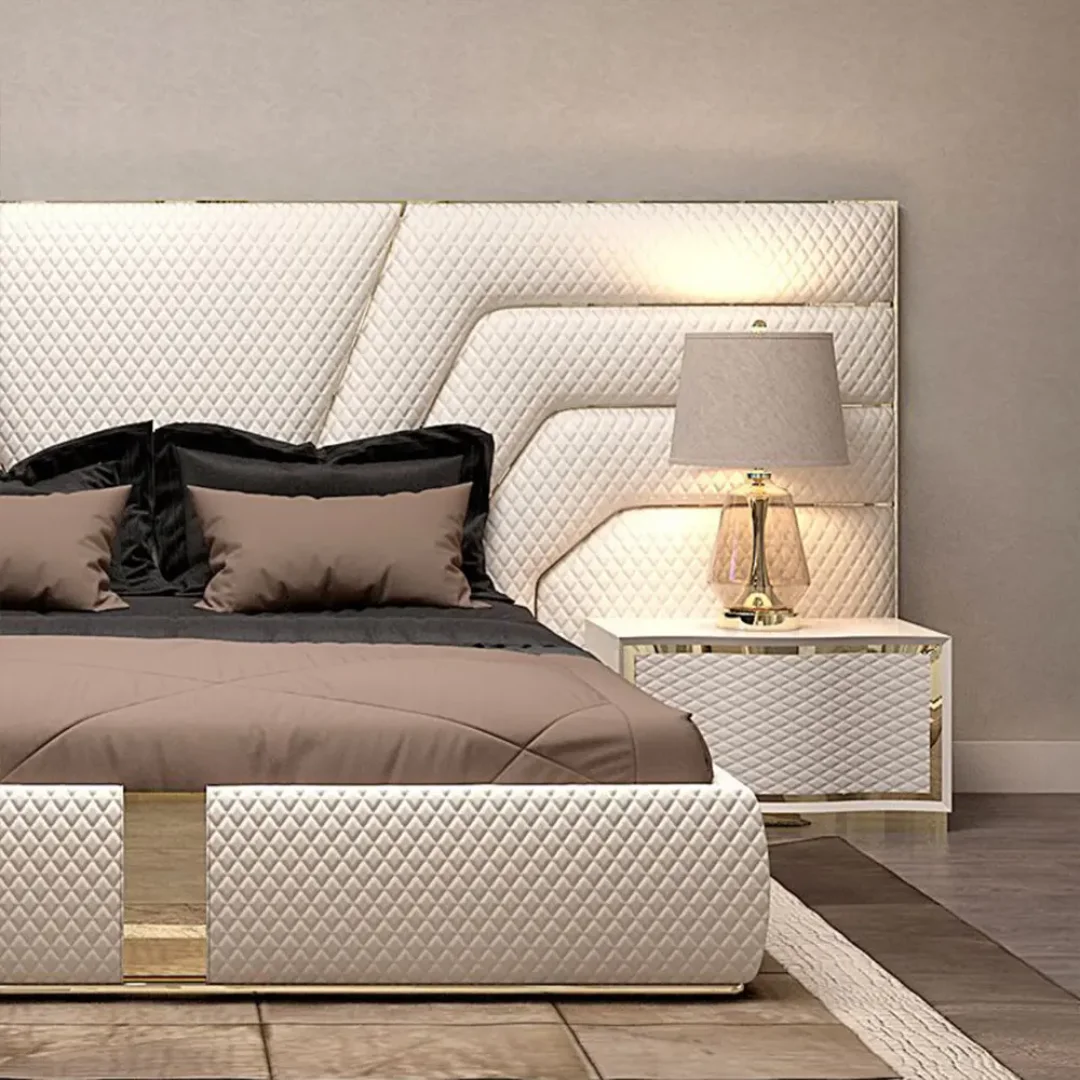 Smart Luxury Velvet Bed with LED Lighting & Floating Nightstands – Redefine Bedroom Elegance - Image 3