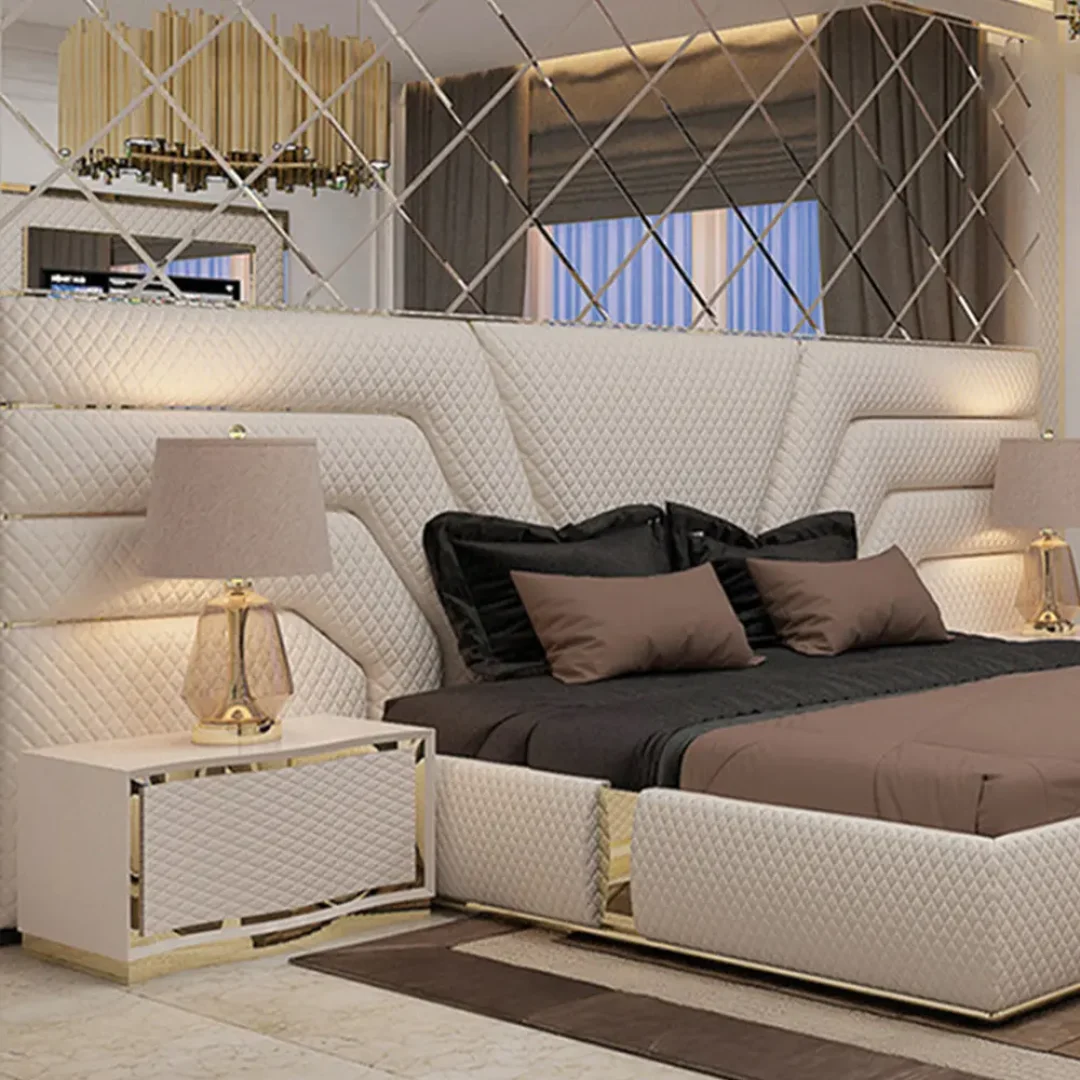 Smart Luxury Velvet Bed with LED Lighting & Floating Nightstands – Redefine Bedroom Elegance - Image 2