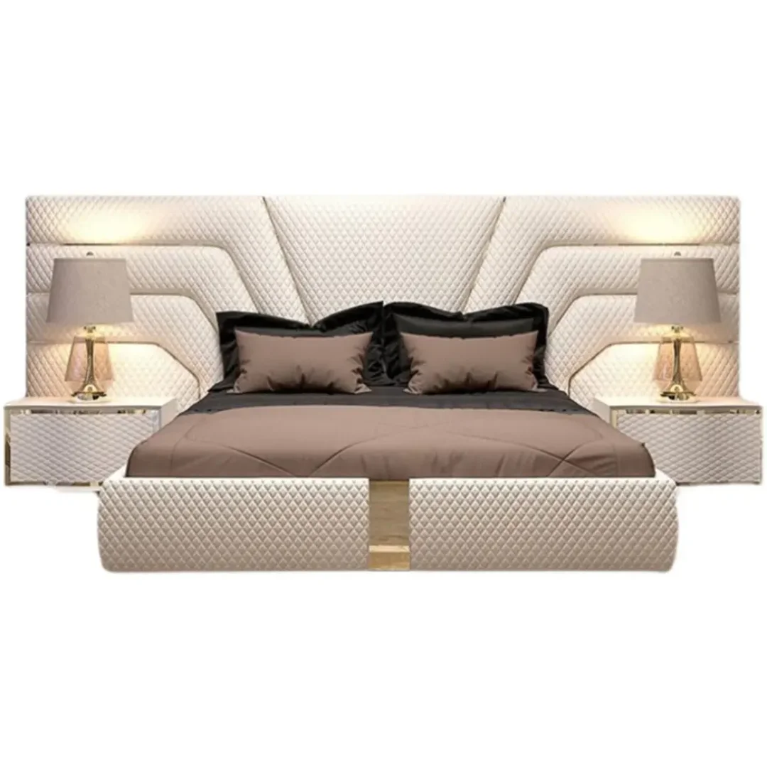Smart Luxury Velvet Bed with LED Lighting & Floating Nightstands – Redefine Bedroom Elegance - Image 6
