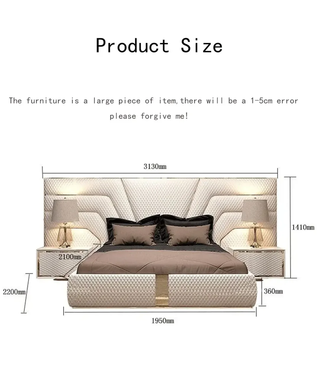 Smart Luxury Velvet Bed with LED Lighting & Floating Nightstands – Redefine Bedroom Elegance - Image 7