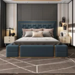 Modern Minimalist Design Simple PU Leather Bed modern King size bed - Image 5