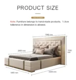 Modern Minimalist Design Simple PU Leather Bed modern King size bed - Image 4