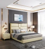 Modern Design High quality Engineered wood Bedroom Furniture light luxury King bed - Image 5