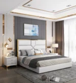 Modern Design High quality Engineered wood Bedroom Furniture light luxury King bed