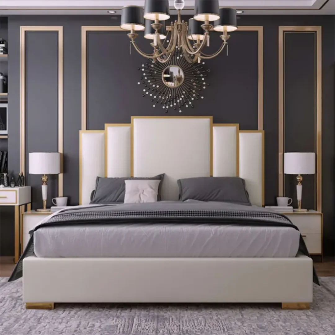 Crosby Matrix Modern Design Simple tufted fabric modern king size beds - Image 6
