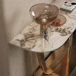 Modern Luxury Living Room Entry Table Rose Gold Nordic Stainless Steel Base Marble Console Table - Image 6