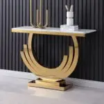 Marble Faux with Gold Finish Frame Stainless Steel base