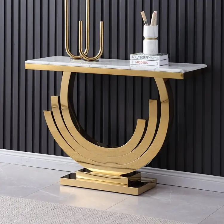 2025/05/1000161506.jpg Marble Faux with Gold Finish Frame Stainless Steel base - Image 1