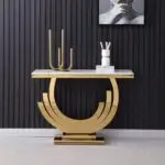 Marble Faux with Gold Finish Frame Stainless Steel base - Image 5