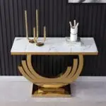Marble Faux with Gold Finish Frame Stainless Steel base - Image 3