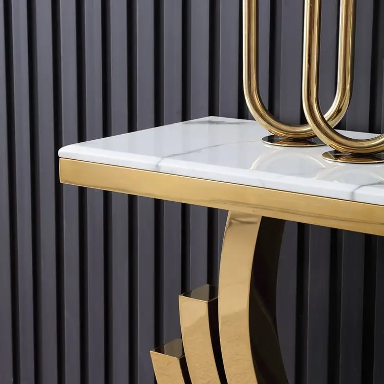 Marble Faux with Gold Finish Frame Stainless Steel base - Image 7