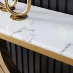 Marble Faux with Gold Finish Frame Stainless Steel base - Image 9