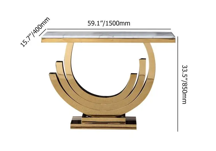 Marble Faux with Gold Finish Frame Stainless Steel base - Image 11