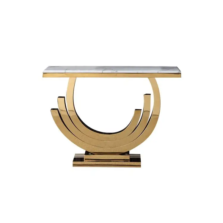 Marble Faux with Gold Finish Frame Stainless Steel base - Image 4