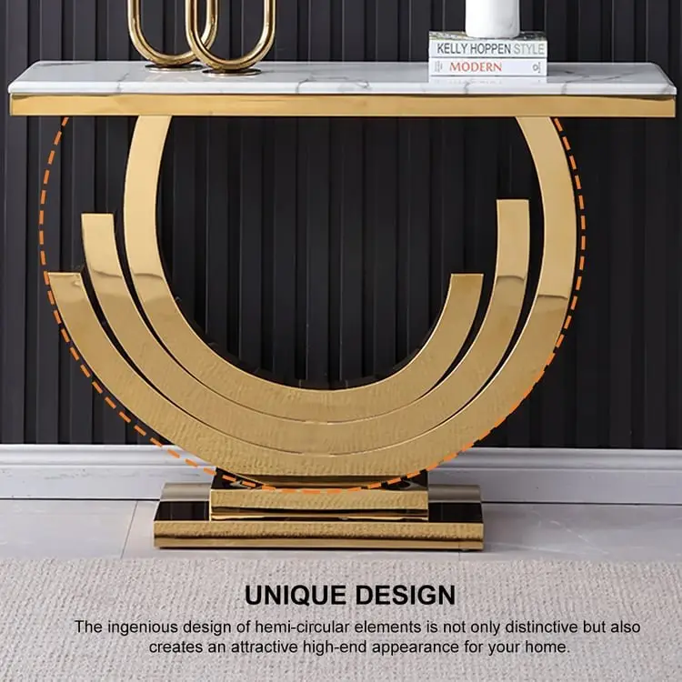 Marble Faux with Gold Finish Frame Stainless Steel base - Image 12