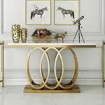 Modern Marble Console Table – Gold Finish | Luxury Meets Geometry - Image 2