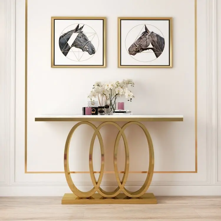 Modern Marble Console Table – Gold Finish | Luxury Meets Geometry - Image 13