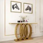 Modern Marble Console Table – Gold Finish | Luxury Meets Geometry - Image 3