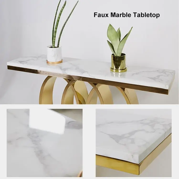 Modern Marble Console Table – Gold Finish | Luxury Meets Geometry - Image 6