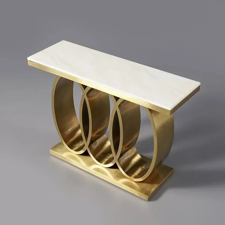 Modern Marble Console Table – Gold Finish | Luxury Meets Geometry - Image 7