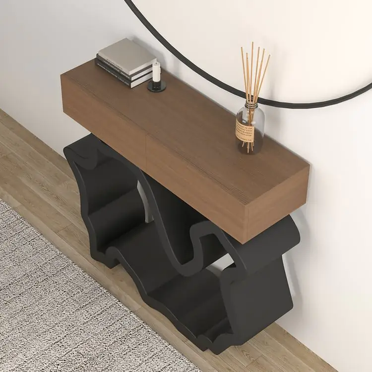 Razzmatazz Entry Table Foyer Hallway Table Italy Sitting Room Veneer Mild Steel Base Console Table - Image 10