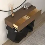 Razzmatazz Entry Table Foyer Hallway Table Italy Sitting Room Veneer Mild Steel Base Console Table - Image 5
