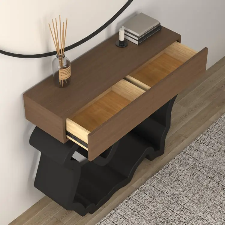 Razzmatazz Entry Table Foyer Hallway Table Italy Sitting Room Veneer Mild Steel Base Console Table - Image 5