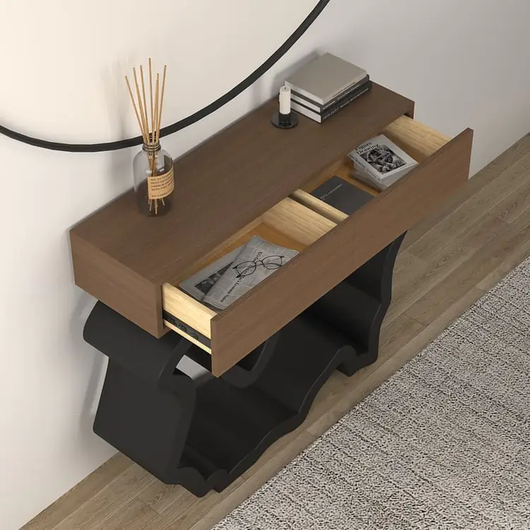 Razzmatazz Entry Table Foyer Hallway Table Italy Sitting Room Veneer Mild Steel Base Console Table - Image 15