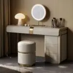 Egon Modern White Dresser with Glass Top and Leather Finish - Perfect Blend of Style and Functionality