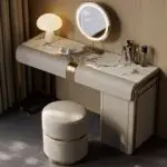 Egon Modern White Dresser with Glass Top and Leather Finish - Perfect Blend of Style and Functionality - Image 5