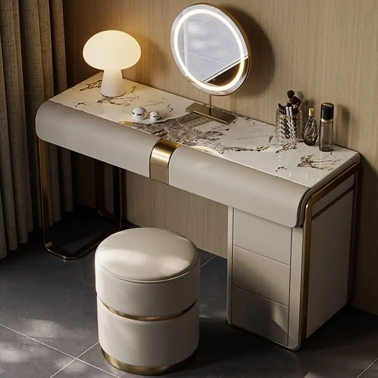 Egon Modern White Dresser with Glass Top and Leather Finish - Perfect Blend of Style and Functionality - Image 5