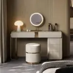 Egon Modern White Dresser with Glass Top and Leather Finish - Perfect Blend of Style and Functionality - Image 3