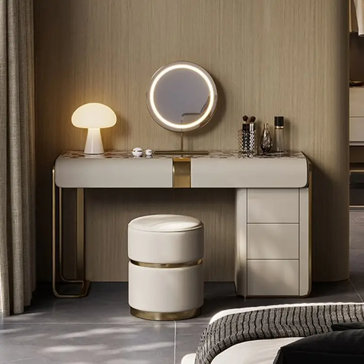 Egon Modern White Dresser with Glass Top and Leather Finish - Perfect Blend of Style and Functionality - Image 3