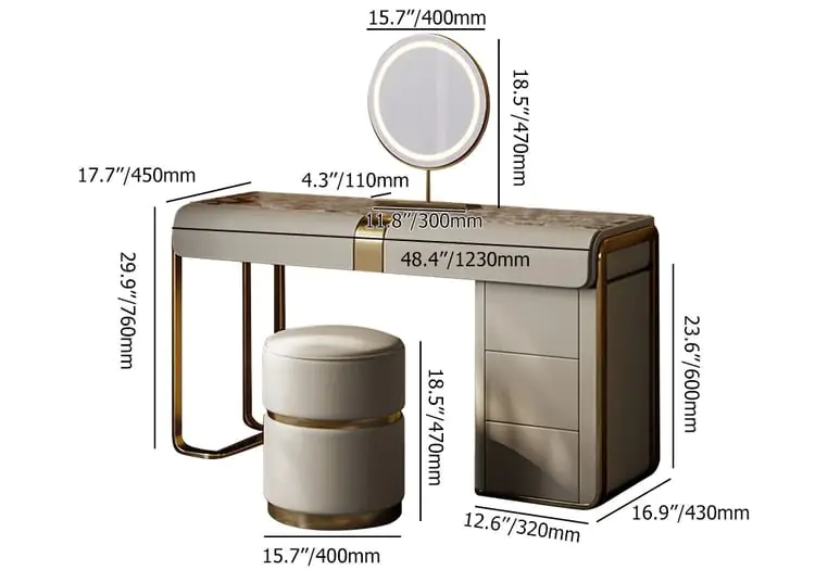Egon Modern White Dresser with Glass Top and Leather Finish - Perfect Blend of Style and Functionality - Image 8