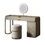 Egon Modern White Dresser with Glass Top and Leather Finish - Perfect Blend of Style and Functionality - Image 6