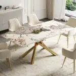 Mercer Dining Table Stainless Steel With White Marble Top