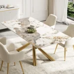 Mercer Dining Table Stainless Steel With White Marble Top - Image 8