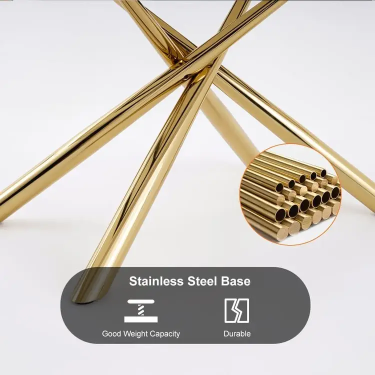 Mercer Dining Table Stainless Steel With White Marble Top - Image 13