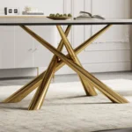 Mercer Dining Table Stainless Steel With White Marble Top - Image 3