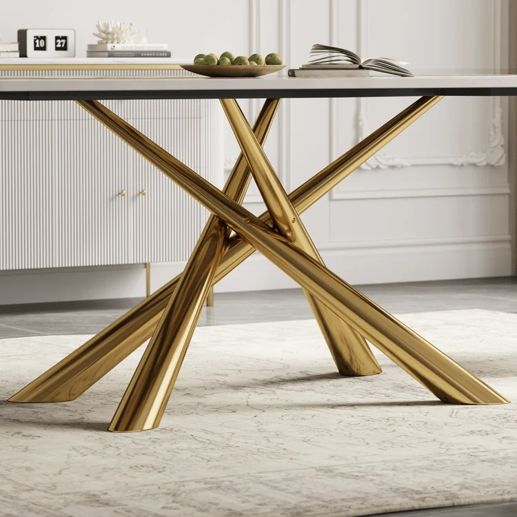 Mercer Dining Table Stainless Steel With White Marble Top - Image 3