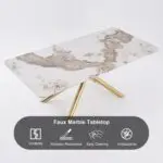 Mercer Dining Table Stainless Steel With White Marble Top - Image 6
