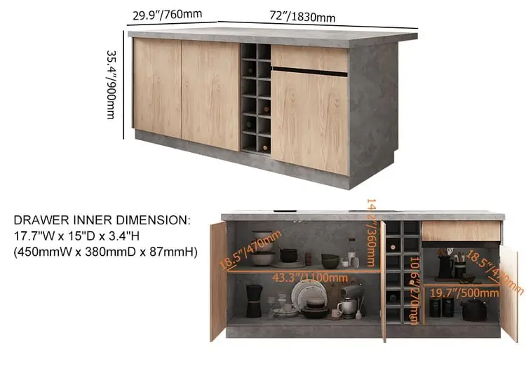 Gamma Modular Kitchen Island – Storage cabinet - Image 10