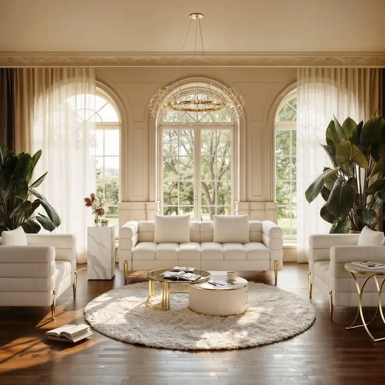 Colonel Modern Rotating Nesting Coffee Table Set – Gold & Glass Elegance - Image 3