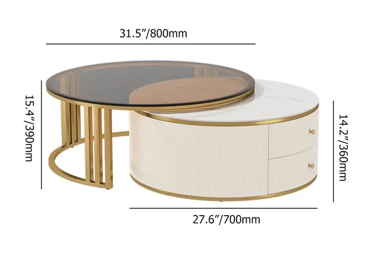 Colonel Modern Rotating Nesting Coffee Table Set – Gold & Glass Elegance - Image 11